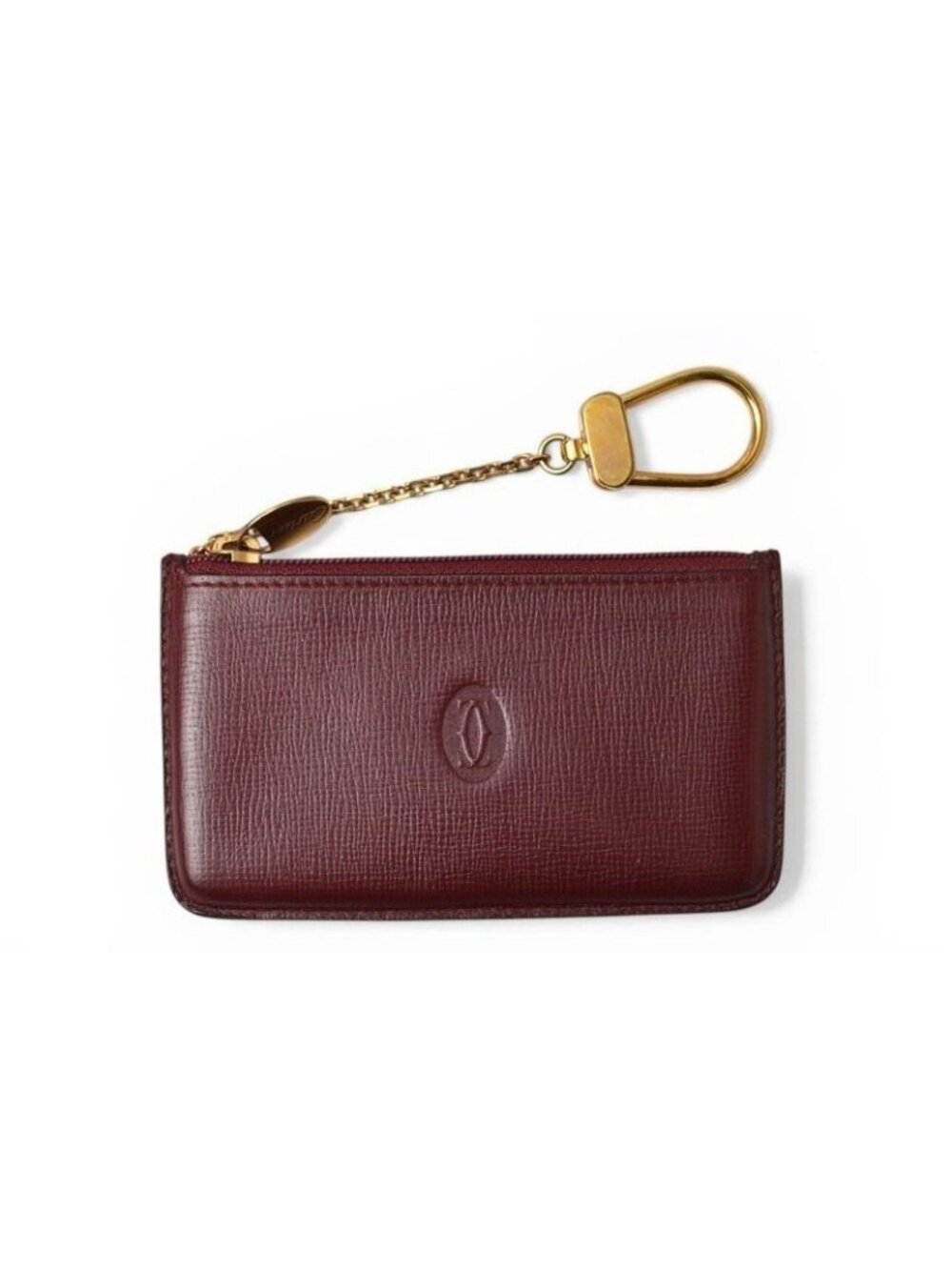 Cartier Coin Case Key Pouch Vintage Must de Cartier Bordeaux with Chain